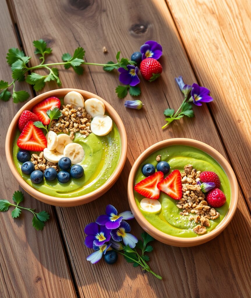 Vibrant Green Smoothie Bowls for Health – free AI stock image
