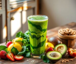 Vibrant Green Smoothie with Fresh Ingredients – free AI stock image