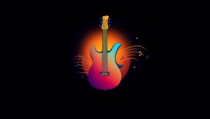 Vibrant Guitar and Notes Logo – free AI stock image