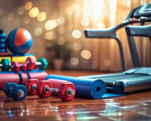 Vibrant Gym Equipment Arrangement – free AI stock image
