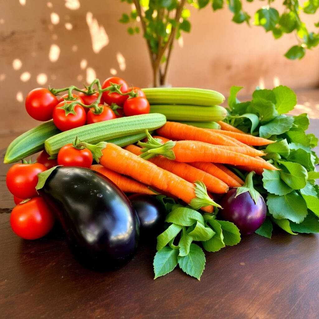Vibrant Harvest of Fresh Seasonal Vegetables – free AI stock image