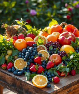 Vibrant Health: Fresh Fruits and Vegetables – free AI stock image