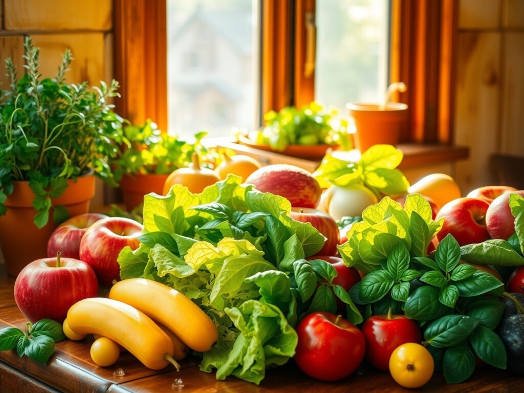 Vibrant Health with Fresh Fruits and Vegetables – free AI stock image