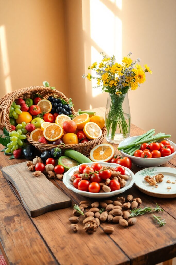 Vibrant Healthy Food Spread on Table – free AI stock image