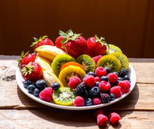 Vibrant Healthy Plate of Fresh Fruits – free AI stock image