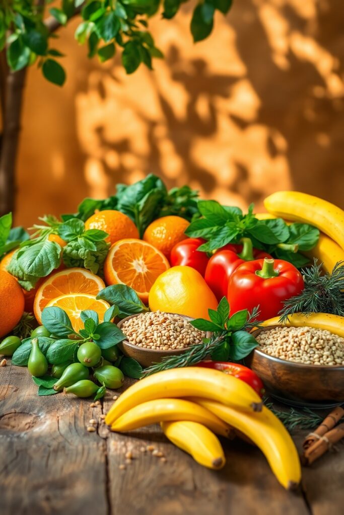 Vibrant Ingredients for a Healthy Lifestyle – free AI stock image