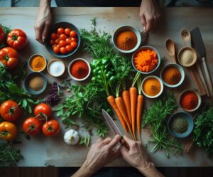 Vibrant Ingredients Laid Out for Cooking – free AI stock image