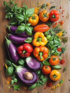 Vibrant Ingredients on a Rustic Table – free AI stock image