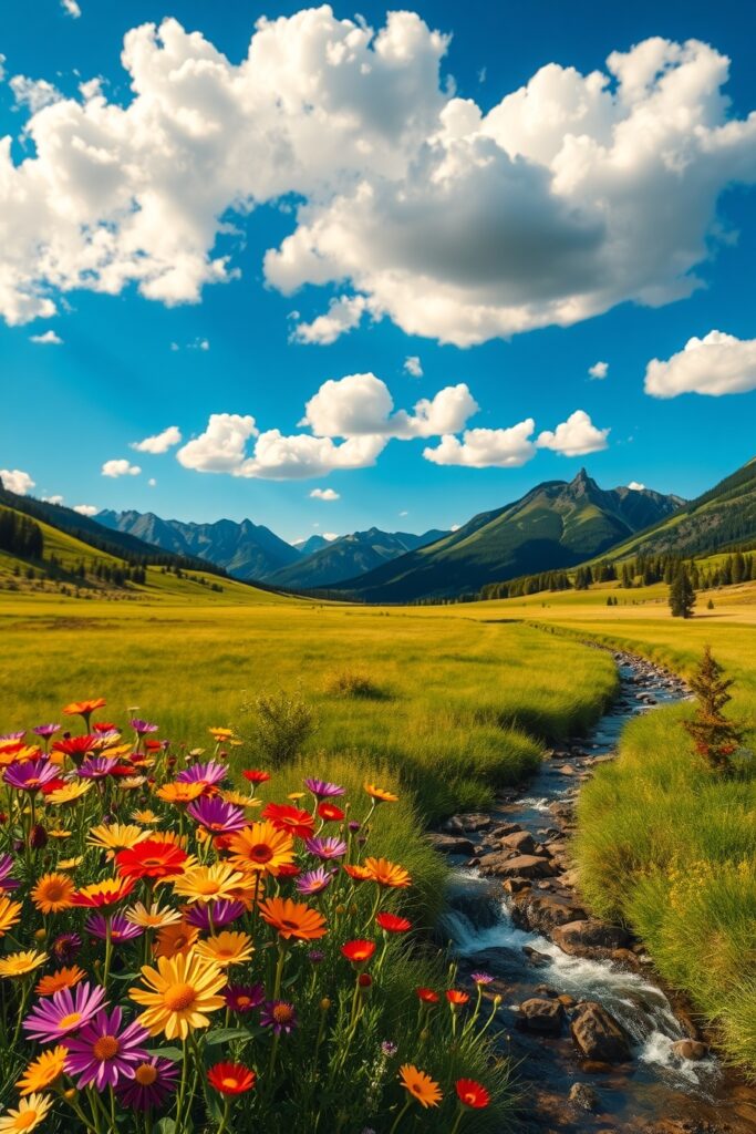 Vibrant Landscape of Health and Nature – free AI stock image