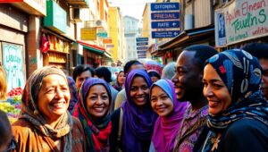 Vibrant Life in the Urban Market – free AI stock image