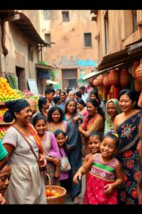A Vibrant Market Bustling with Life – free AI stock image