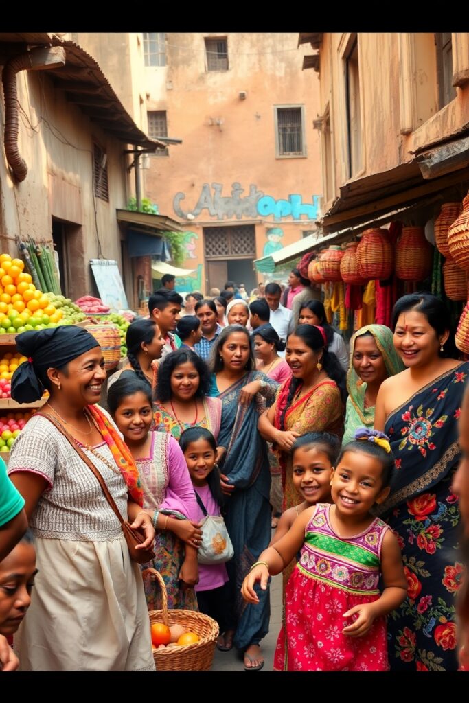 A Vibrant Market Bustling with Life – free AI stock image
