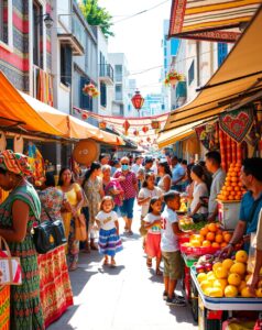 A Vibrant Market Filled with People – free AI stock image