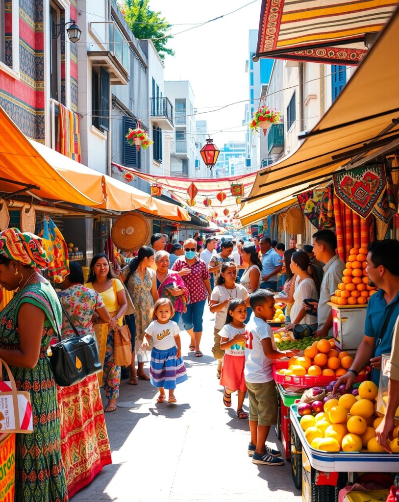 A Vibrant Market Filled with People – free AI stock image