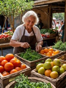 Vibrant Market of Fresh Healthy Foods – free AI stock image