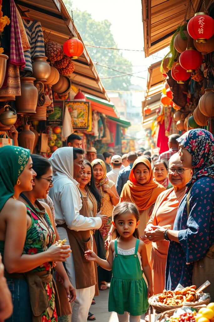 A Vibrant Market Scene with Diverse People – free AI stock image