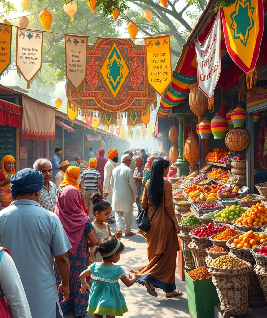 A Vibrant Market Scene with Diverse People – free AI stock image