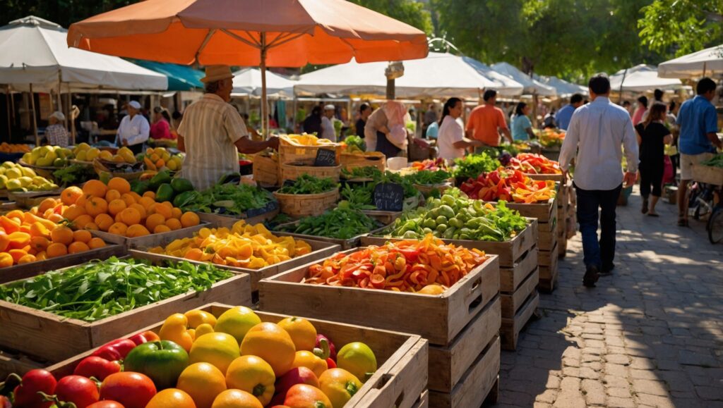 Vibrant Market Scene with Fresh Produce – free AI stock image