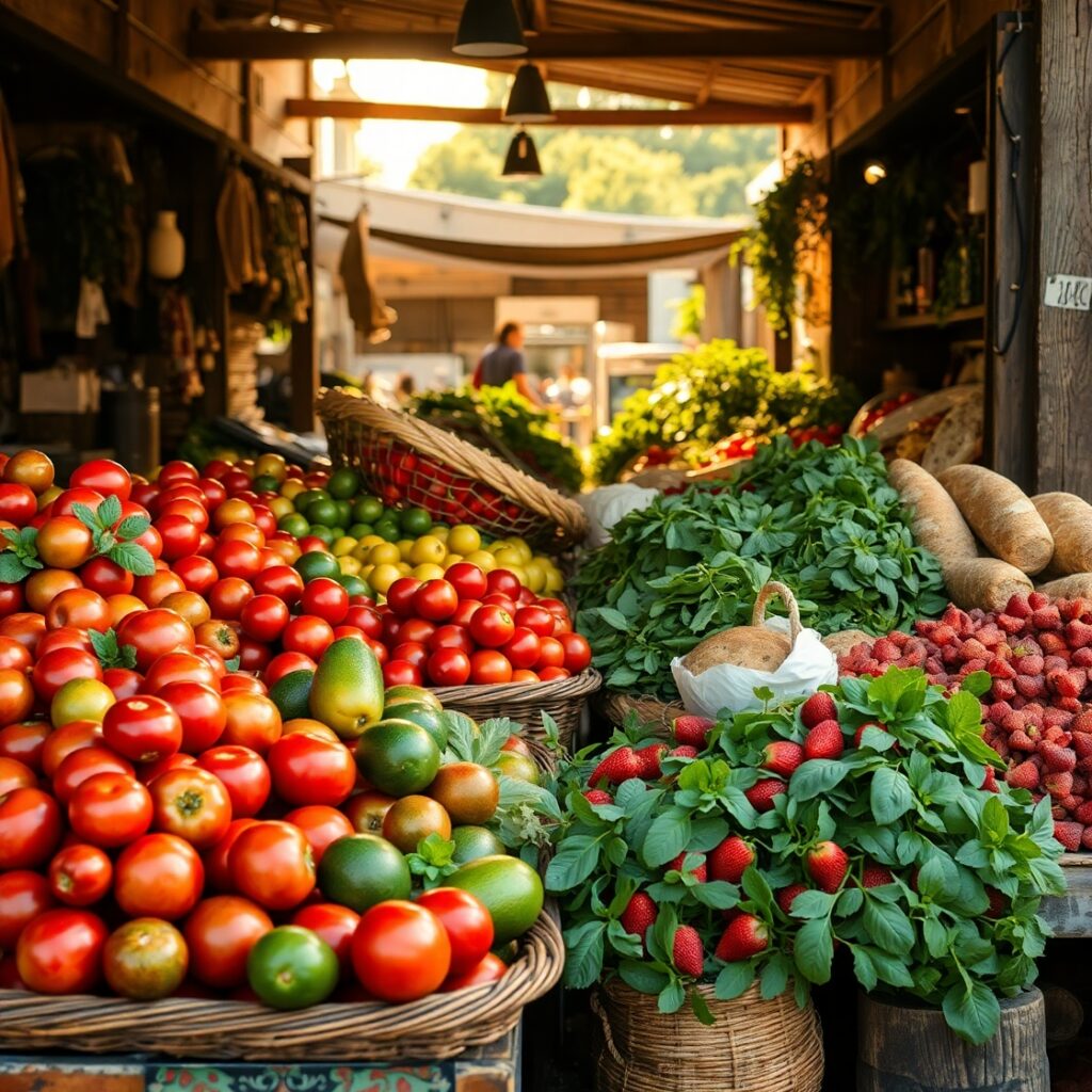 Vibrant Market Spread of Fresh Produce – free AI stock image