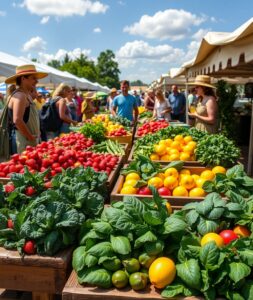 Vibrant Market Spread of Fresh Produce – free AI stock image
