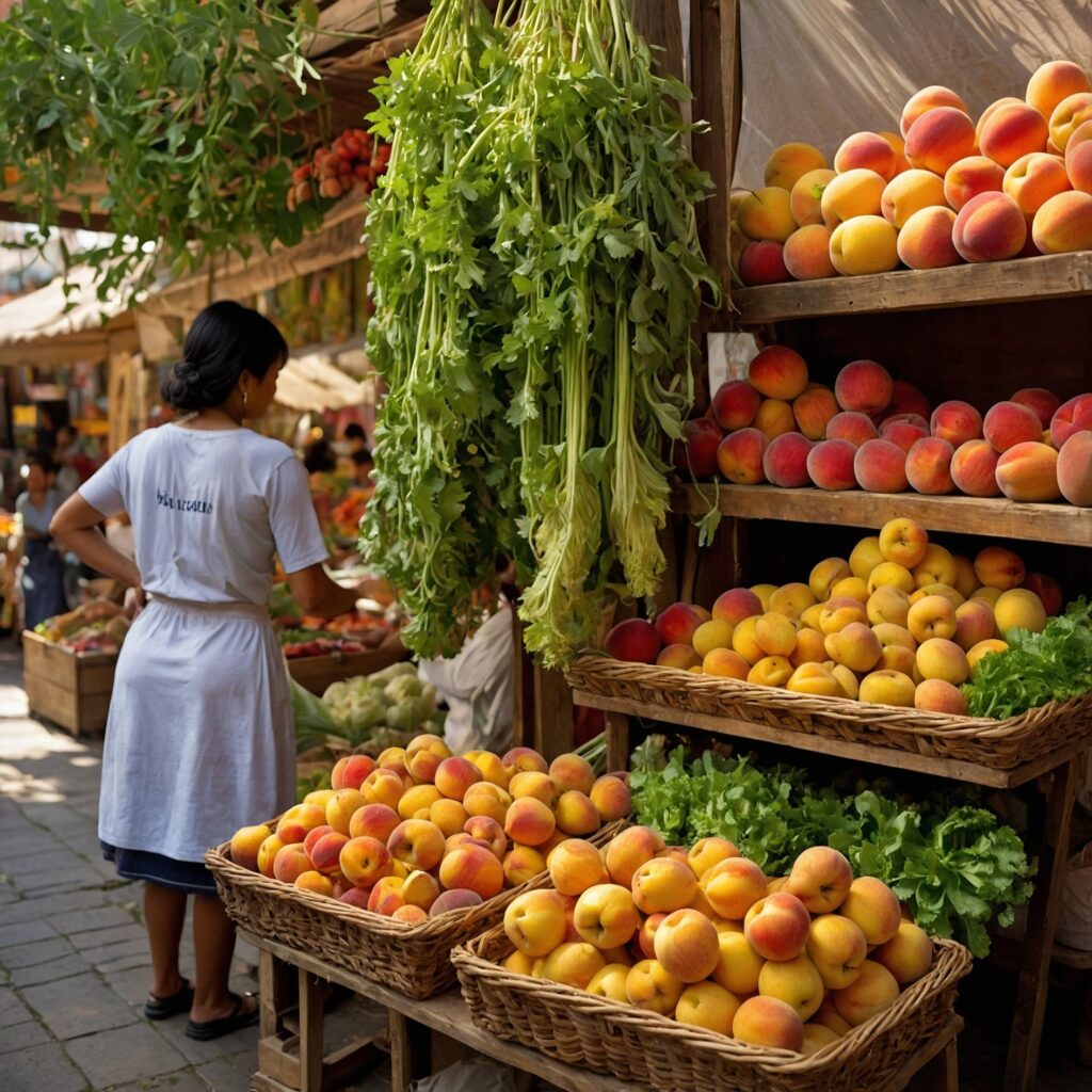 Vibrant Market Stall with Fresh Produce – free AI stock image