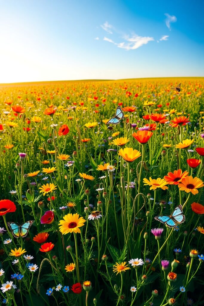 Vibrant Meadow Brimming with Wildflowers – free AI stock image