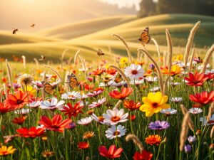 A Vibrant Meadow of Colorful Flowers – free AI stock image