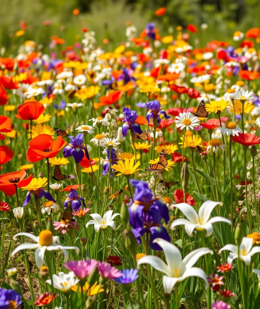 Vibrant Meadow Filled With Wildflowers – free AI stock image