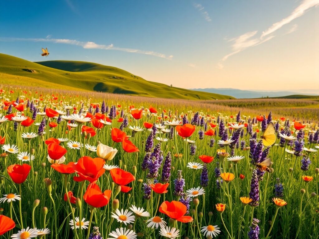 A Vibrant Meadow of Blooming Flowers – free AI stock image