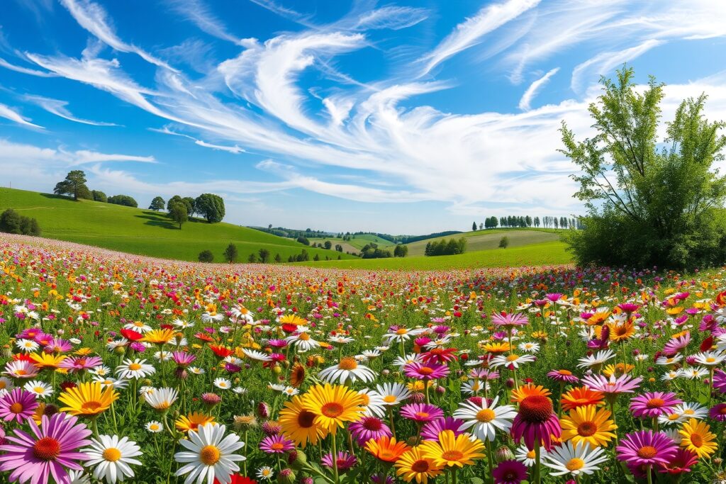 A Vibrant Meadow of Colorful Flowers – free AI stock image