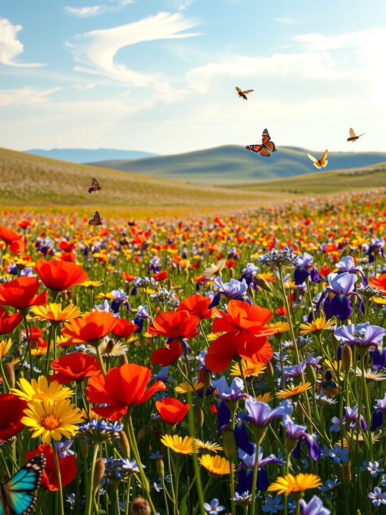 A Vibrant Meadow of Colorful Flowers – free AI stock image