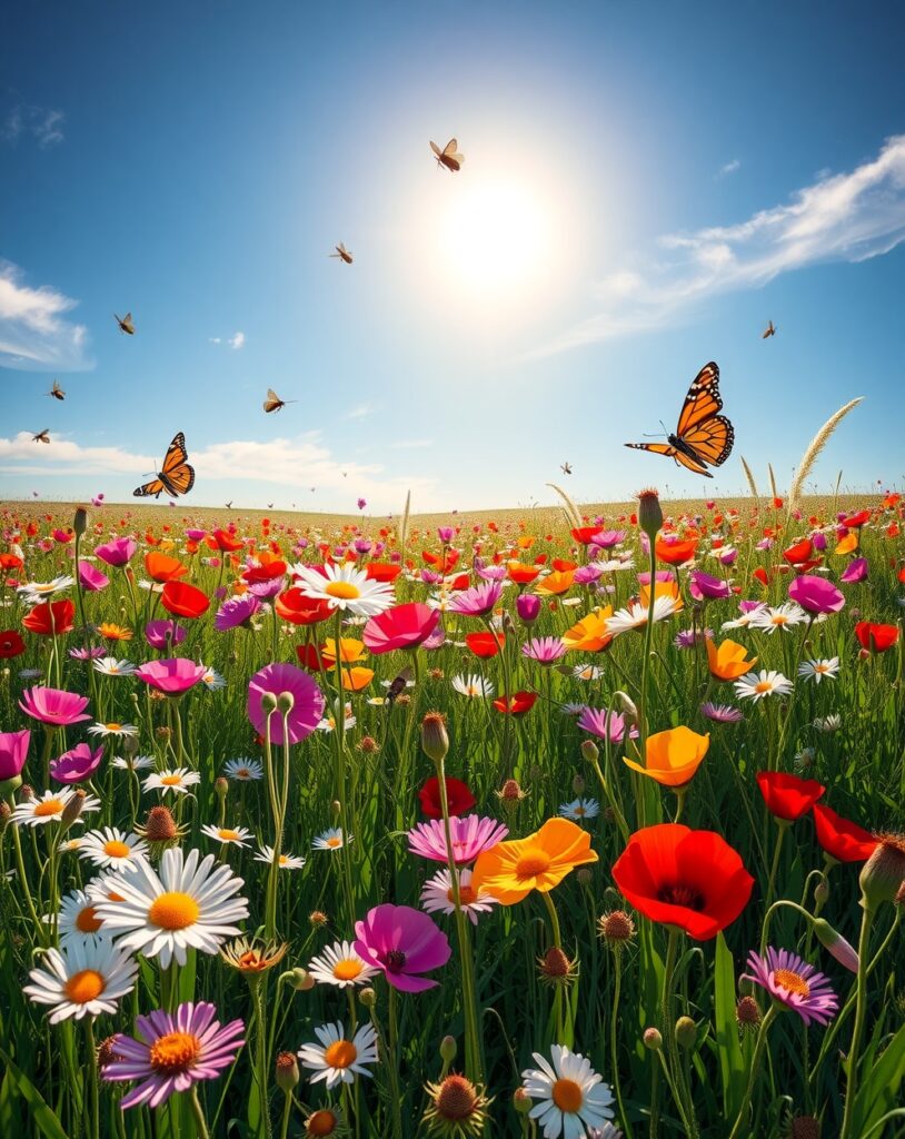 Vibrant Meadow of Wildflowers in Bloom – free AI stock image