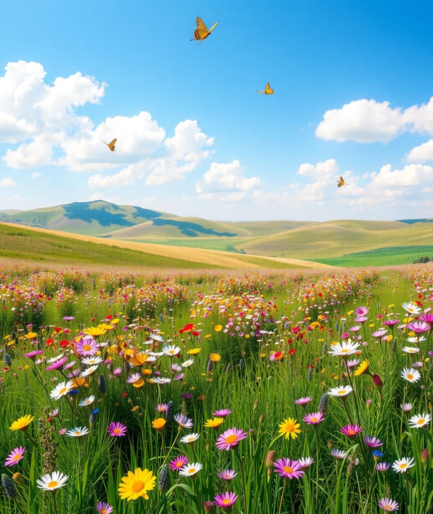 A Vibrant Meadow of Wildflowers – free AI stock image