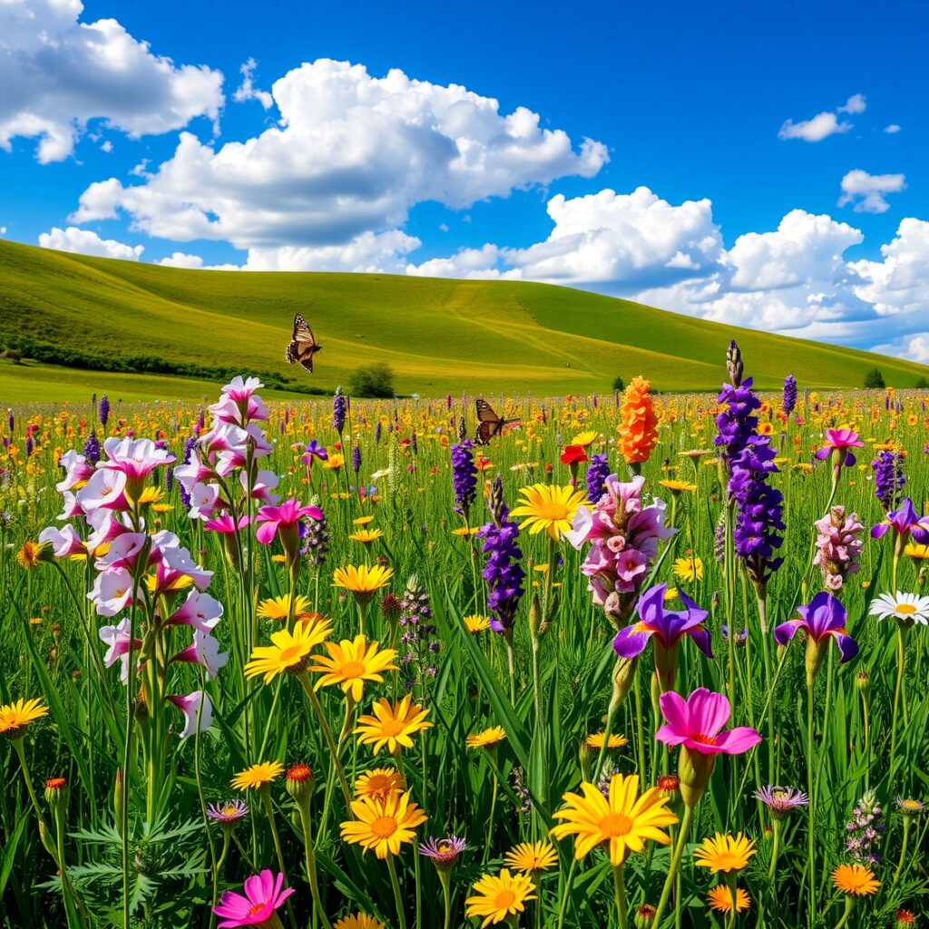 A Vibrant Meadow of Wildflowers in Bloom – free AI stock image