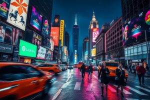 Vibrant Night Lights of the Urban City – free AI stock image