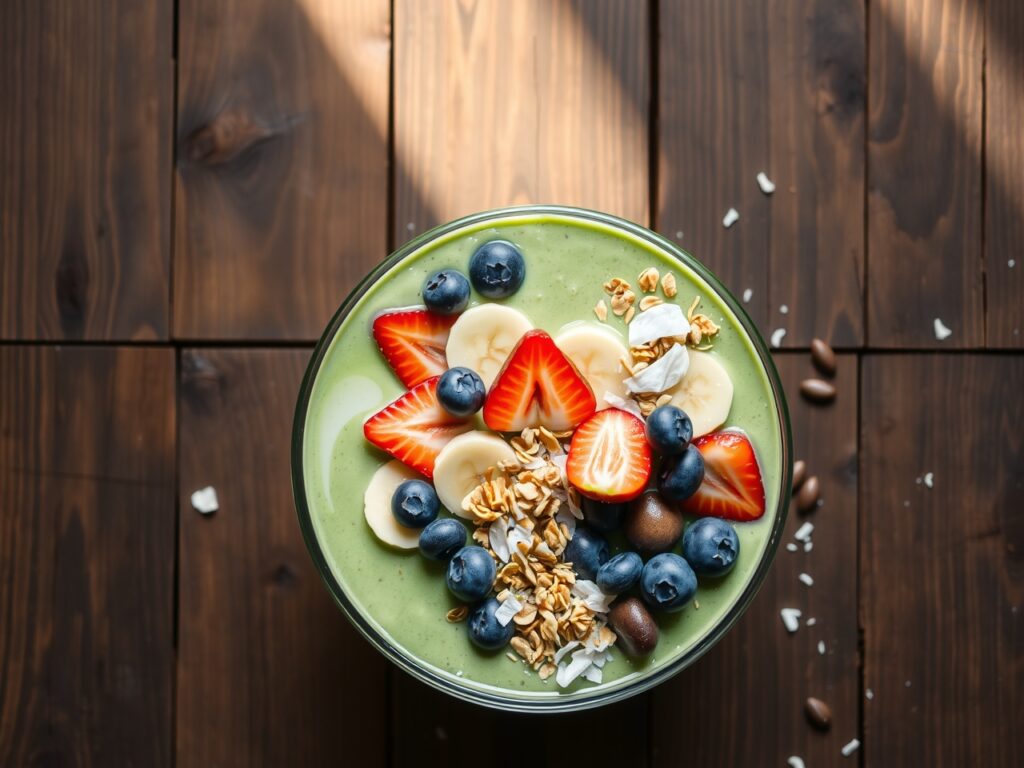 Vibrant Organic Smoothie Bowl with Fruits – free AI stock image