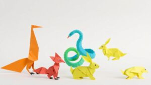 Vibrant Origami Animal Wonderland – free AI stock image