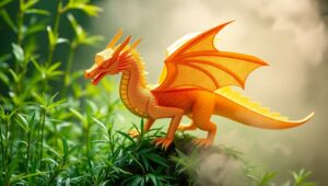 Vibrant Origami Dragon in Bamboo – free AI stock image