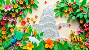 Vibrant Origami Jungle Scene – free AI stock image