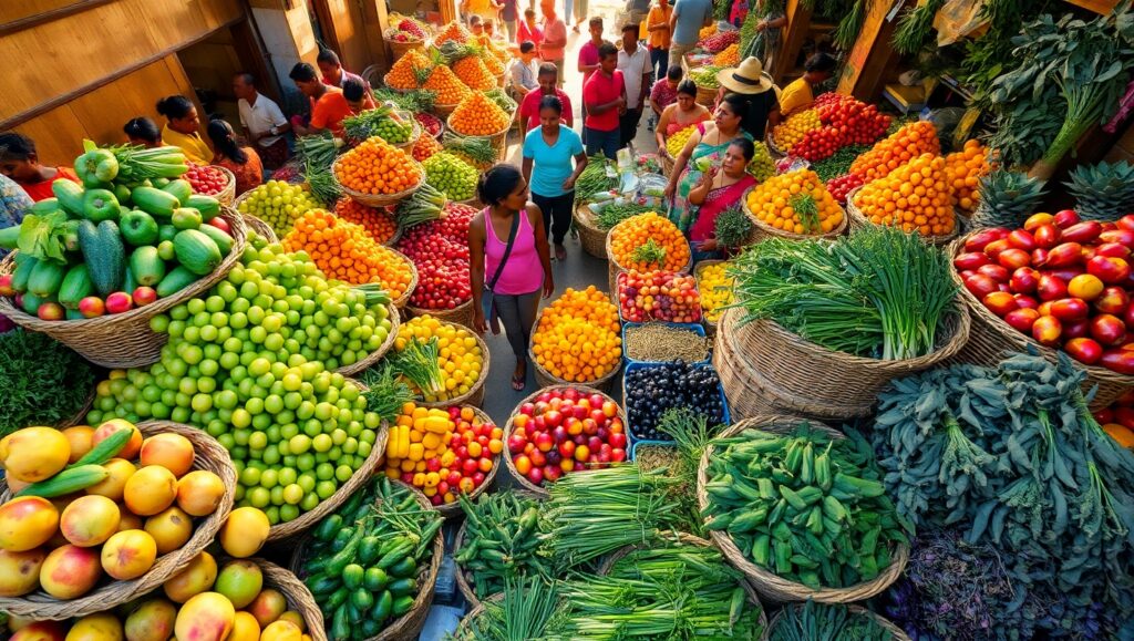 Vibrant Overhead Market Scene 2bL – free AI stock image