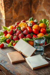 A Vibrant Plate of Fresh Fruits and Vegetables – free AI stock image