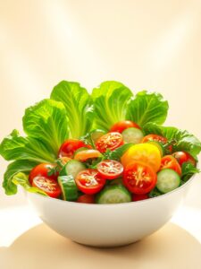 Vibrant Salad Bowl Overflowing with Fresh Vegetables – free AI stock image