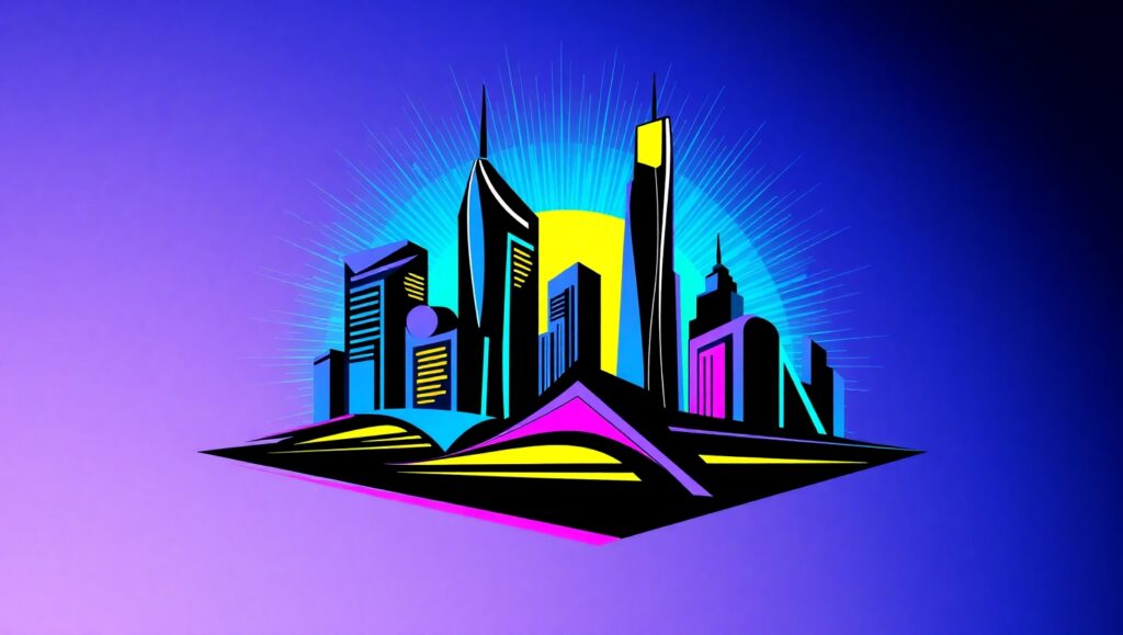Vibrant Skyline Logo Design – free AI stock image