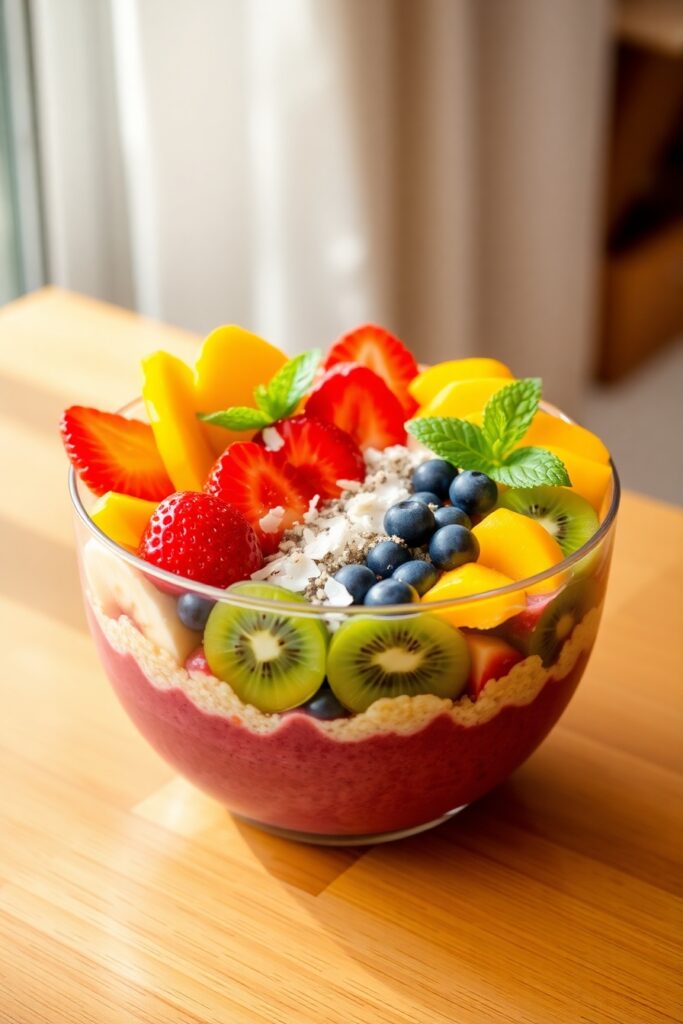 Vibrant Smoothie Bowl with Fresh Fruits – free AI stock image