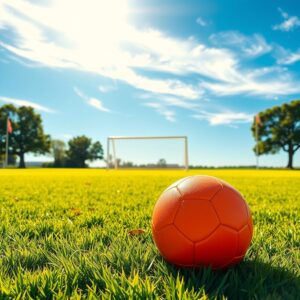 Vibrant Soccer Field Under Bright Sunlight – free AI stock image