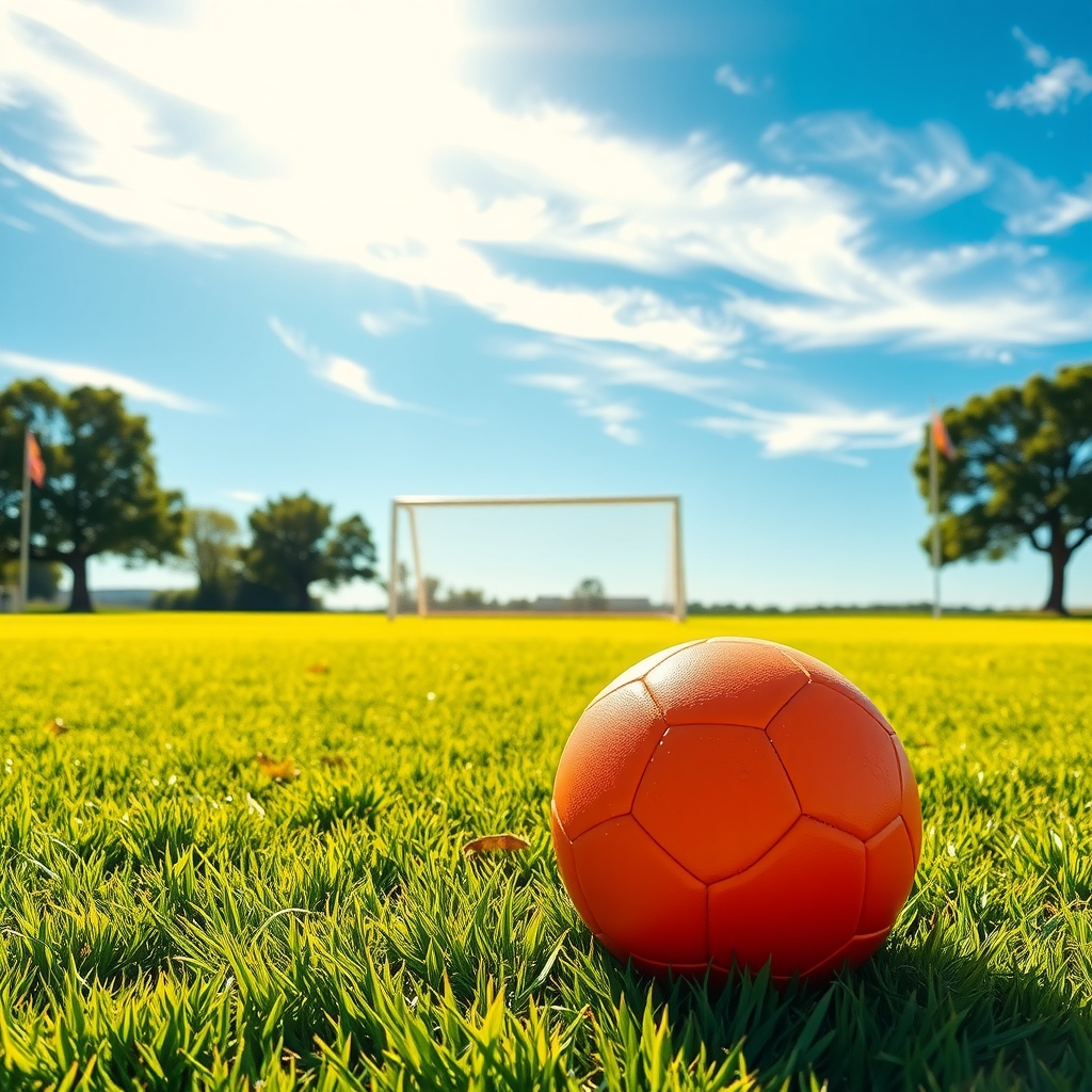 Vibrant Soccer Field Under Bright Sunlight – free AI stock image