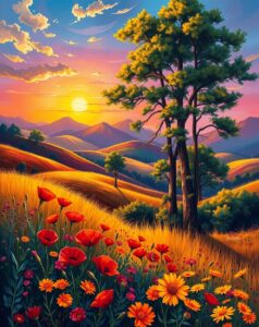 Vibrant Spectrum of Colourful Landscapes – free AI stock image