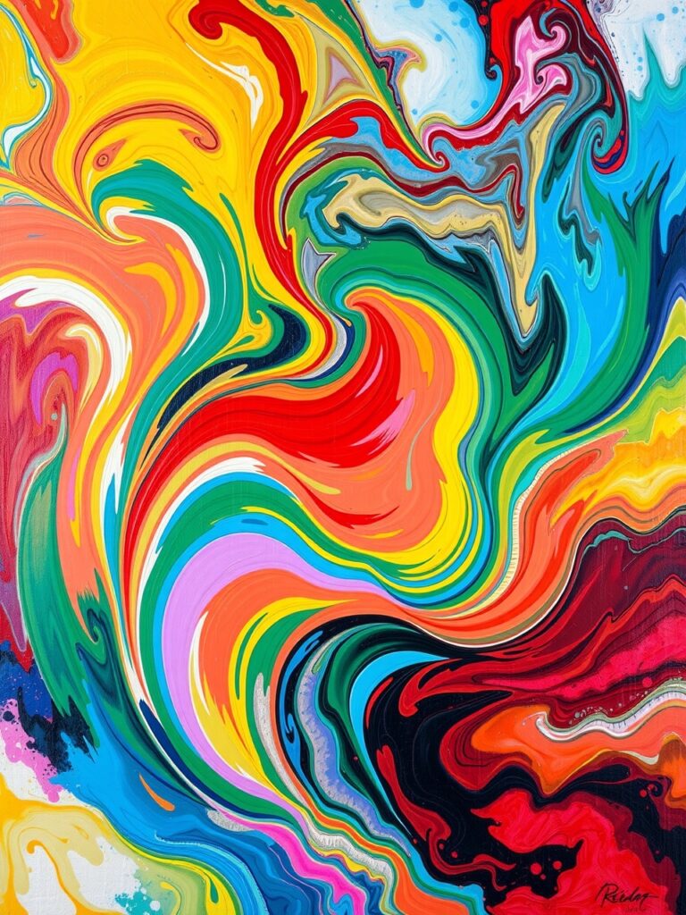 Vibrant Spectrum of Flowing Colors – free AI stock image