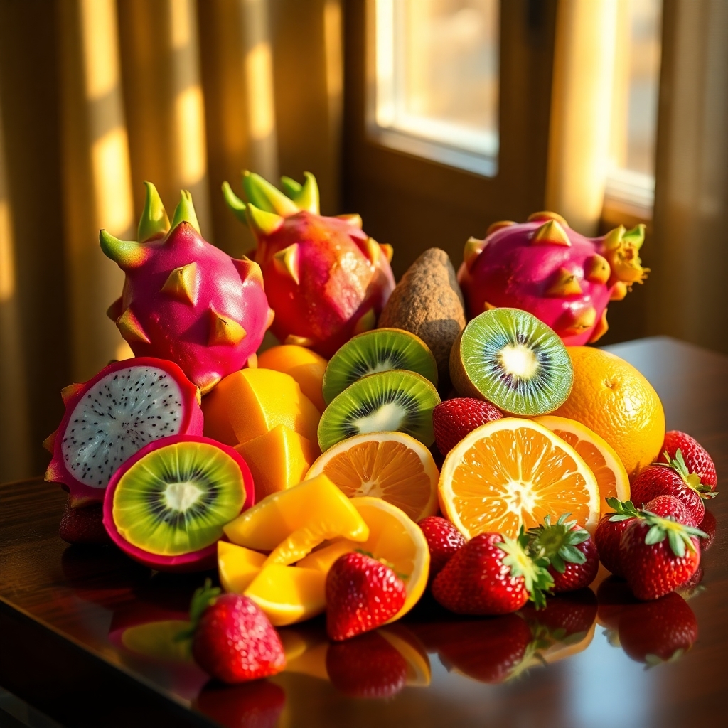 A Vibrant Spread of Exotic Fruits – free AI stock image