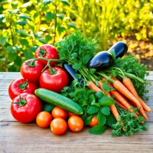 A Vibrant Spread of Fresh Harvested Vegetables – free AI stock image